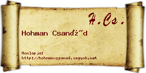 Hohman Csanád névjegykártya